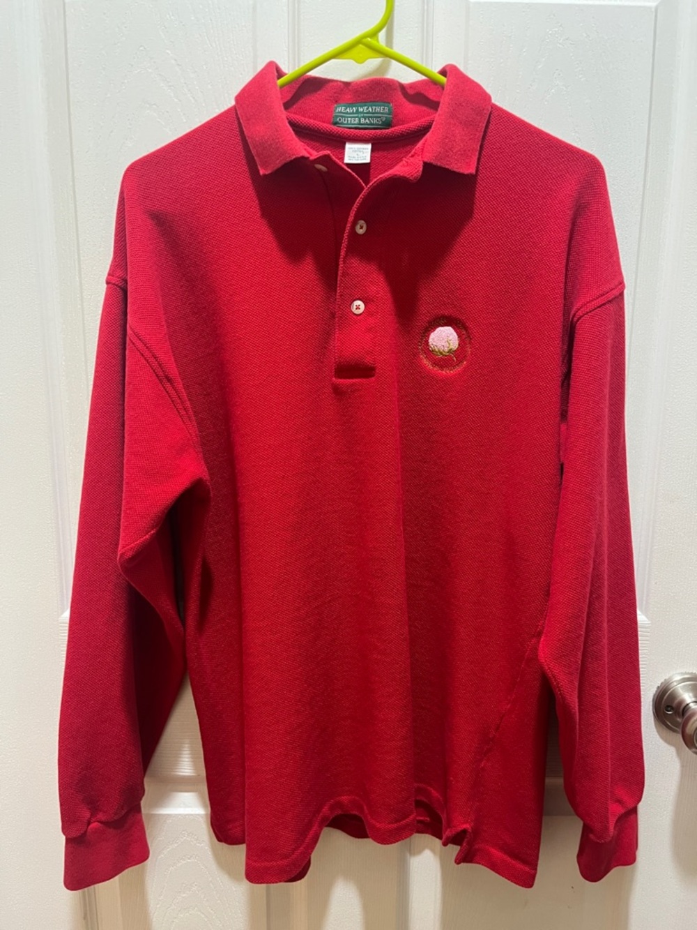 Heavy Weather Outer Banks Red Long-Sleeve Polo Shirt w/Cotton logo